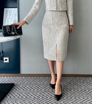 Coner Tweed Split Skirt